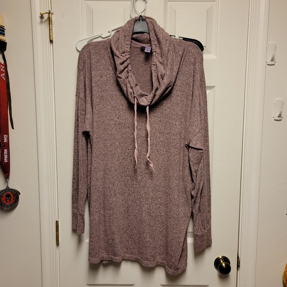 Motherhood Maternity Sweaters - Mauve Maternity Cowl Neck Tunic, XL